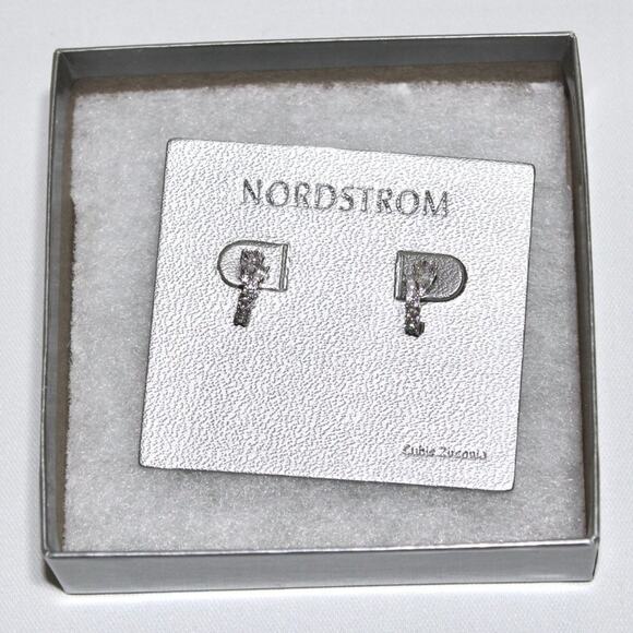 Nordstrom Cubic Zirconia Huggie Hoop Earrings NWT - Picture 3 of 4
